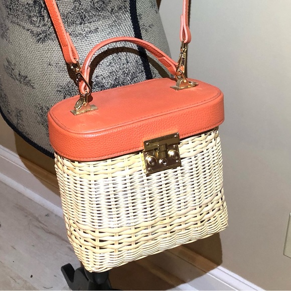 NWOT Tropical Orange & Straw Convertible Crossbody Bag - Picture 15 of 15